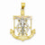 14k Gold Tri-color Diamond-cut w/Textured Mariner's Cross pendant, Charm