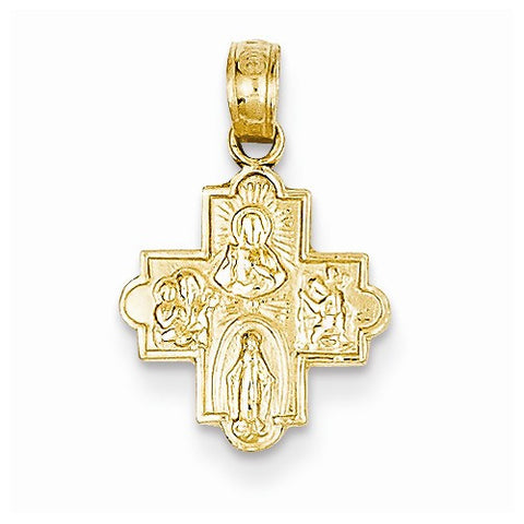 14k Gold Miniature Four Way Medal Pendant, Pendants for Necklace