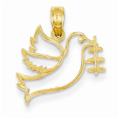 14k Gold Dove w/Branch Pendant, Pendants for Necklace