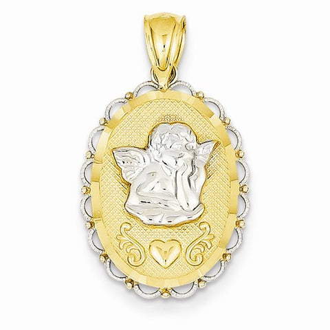 14k Gold w/Rhodium Angel pendant, Delightful Pendants for Necklace
