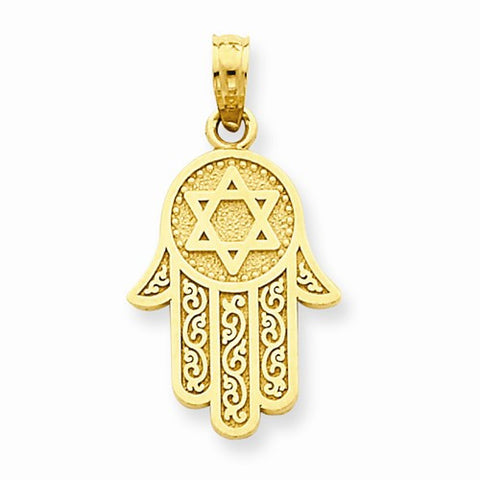 14k Gold Jewish Hand of God w/Star of David Pendant, Pendants for Necklace