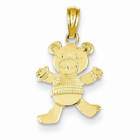 14k Gold Playful Teddy Bear with Arms Pendant, Pendants for Necklace