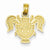 14k Gold Girl Face with Pony Tails Pendant, Pendants for Necklace