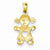 14k Gold Playful Girl w/Cut Out Heart Pendant, Pendants for Necklace