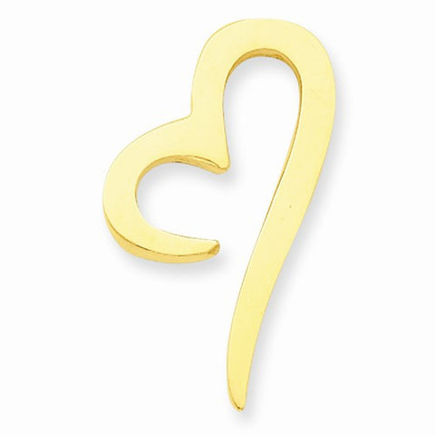14k Gold Polished Heart Chain Slide Pendant, Pendants for Necklace