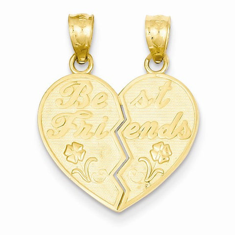 14k Gold Best Friends Heart Break Apart Pendant, Pendants for Necklace