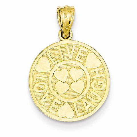 14k Gold Live Love Laugh Circle Pendant, Pendants for Necklace