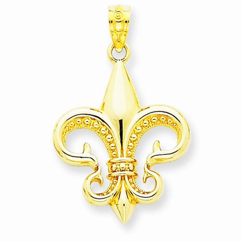 14k Gold Polished Fleur De Lis Pendant, Pendants for Necklace