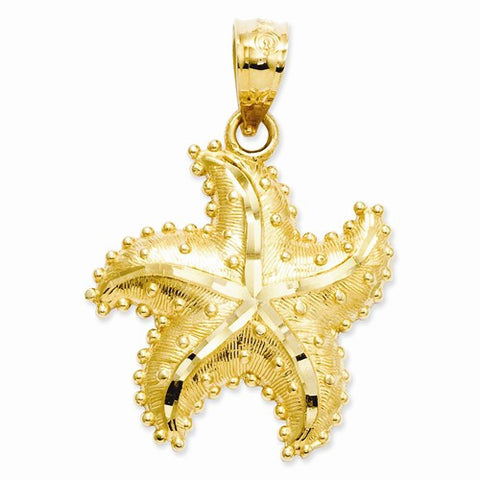 14k Gold Diamond-Cut Starfish Pendant, Gorgeous Pendants for Necklace