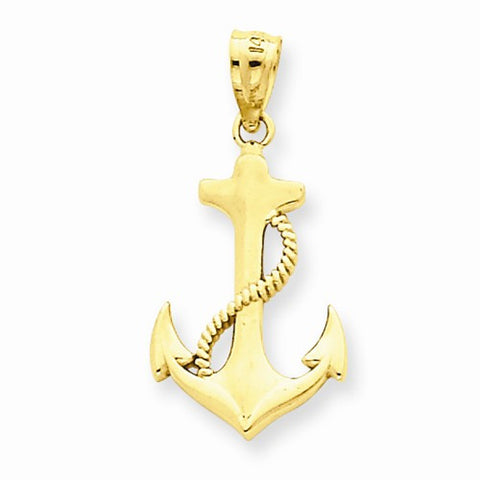 14k Gold Polished Anchor Pendant, Pendants for Necklace
