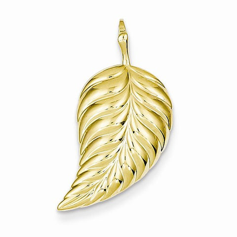 14k Gold Polished Leaf Pendant, Pendants for Necklace