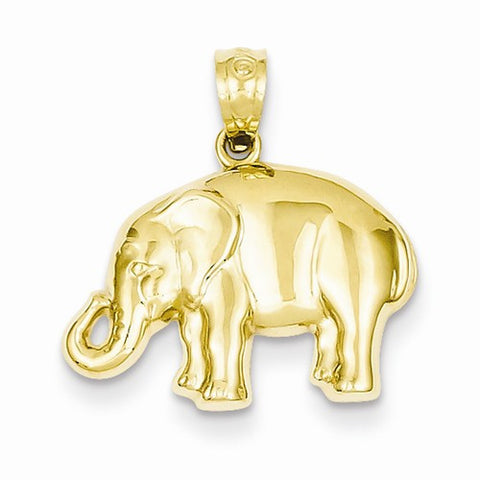 14k Gold Polished Elephant Pendant, Pendants for Necklace