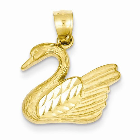 14k Gold Diamond-cut Swan Pendant, Pendants for Necklace