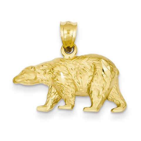 14k Gold Diamond-cut Bear pendant, Adorable Pendants for Necklace