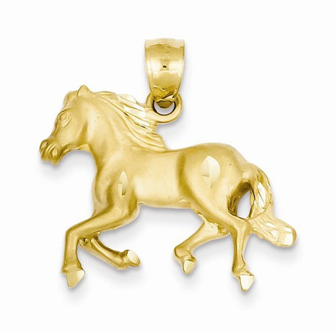 14k Gold Diamond-cut Horse pendant, Dazzling Pendants for Necklace
