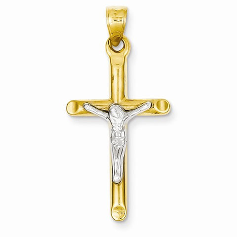 14k Gold Two-tone Hollow Crucifix pendant, Gorgeous Pendants for Necklace