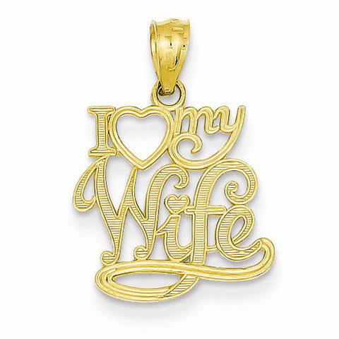 14k Gold I Love My Wife Pendant, Pendants for Necklace