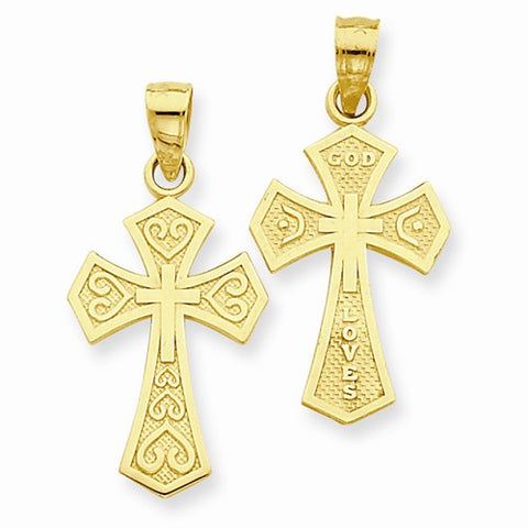 14k Gold Reversible Passion Cross Pendant, Pendants for Necklace