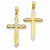 14k Gold w/Rhodium Diamond-cut Reversible Cross pendant, Charm