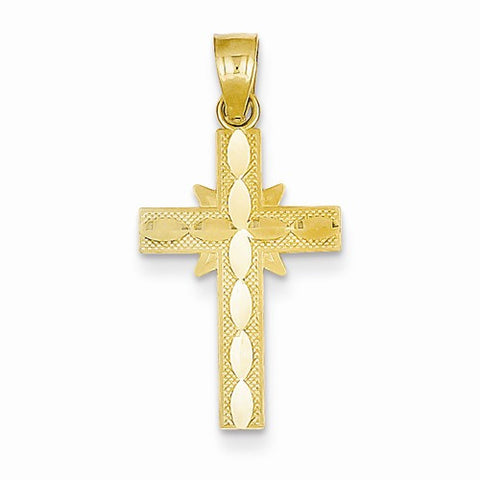 14k Gold Diamond-cut Etched Cross Pendant, Pendants for Necklace