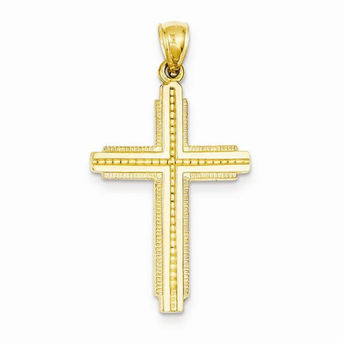 14k Gold Textured Outline Cross Pendant, Pendants for Necklace