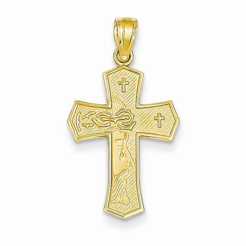 14k Gold Reversible Ecce Homo Cross Pendant, Pendants for Necklace