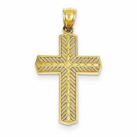 14k Gold Diamond-cut Textured Cross pendant, Exquisite Pendants for Necklace