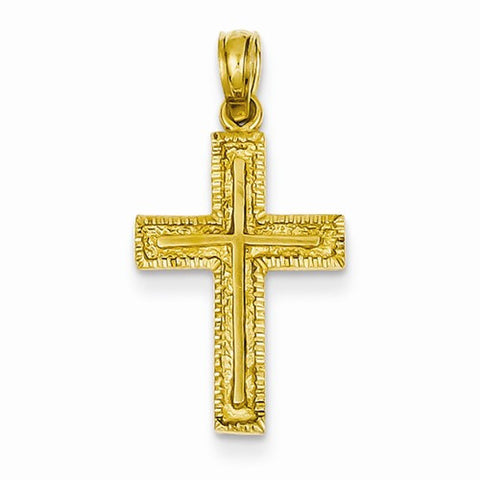 14k Gold Border Design Cross on Cross Pendant, Pendants for Necklace