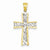 14k Gold w/Rhodium Flower Design Cross Pendant, Pendants for Necklace