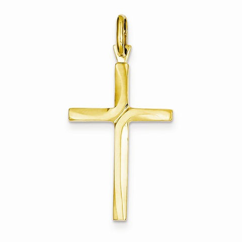 14k Gold Satin Finish Accent Stick Cross Pendant, Pendants for Necklace
