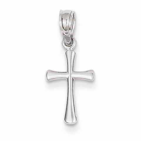 14k White Gold Mini Beveled Cross Pendant, Pendants for Necklace