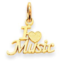 14k Gold I Love Music Charm hide-image