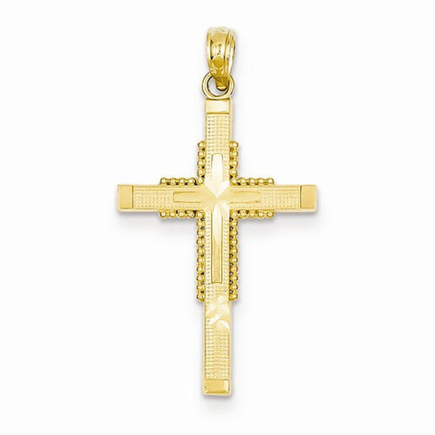 14k Gold Diamond-cut Textured Cross pendant, Delightful Pendants for Necklace