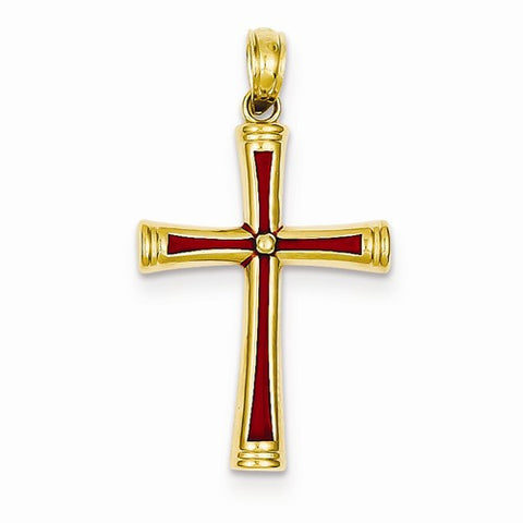 14k Gold Red Acrylic Cross Pendant, Pendants for Necklace
