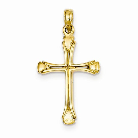14k Gold Cross with Triangle Tips Pendant, Pendants for Necklace