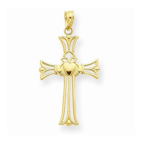 14k Gold Claddagh Cross pendant, Exquisite Pendants for Necklace