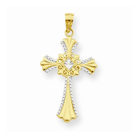 14k Gold w/Rhodium Cross pendant, Fine Pendants for Necklace