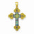 14k Gold Acrylic Flower Center Budded Cross Pendant, Pendants for Necklace