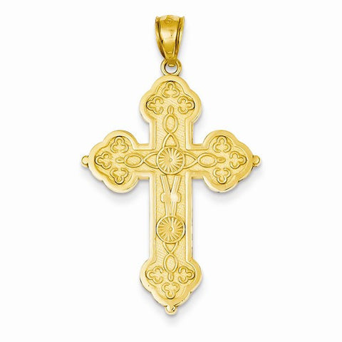 14k Gold Scroll Cross w/Sunburst Center Pendant, Pendants for Necklace