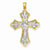 14k Gold w/Rhodium Diamond-cut Filigree Cut-out Cross Pendant, Pendants for Necklace