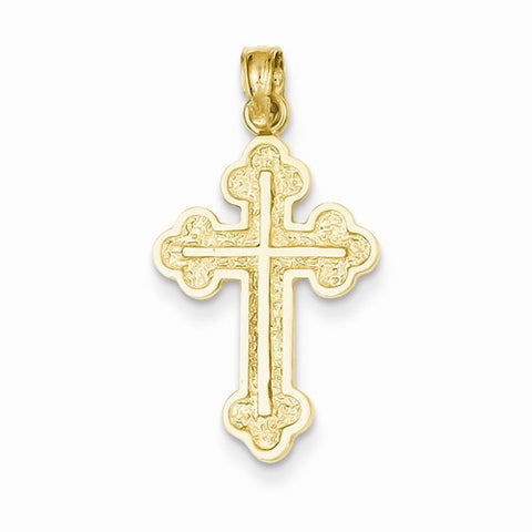 14k Gold Budded Cross Pendant, Charm