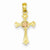 14k Gold Two-tone Cross w/Heart Ends & Pink Flower Pendant, Pendants for Necklace