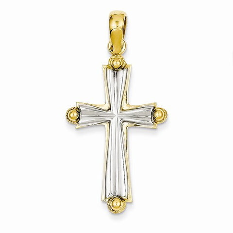 14k Gold Two-tone Solid Fashion Cross Pendant, Pendants for Necklace