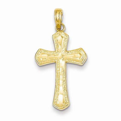 14k Gold Diamond-cut Beveled Edges Cross Pendant, Pendants for Necklace