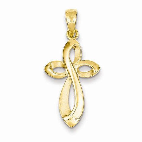 14k Gold Polished w/Satin Figure 8 Cross Pendant, Pendants for Necklace
