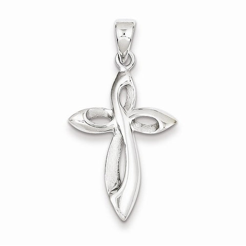 14k White Gold Satin w/Polished Figure 8 Cross Pendant, Pendants for Necklace