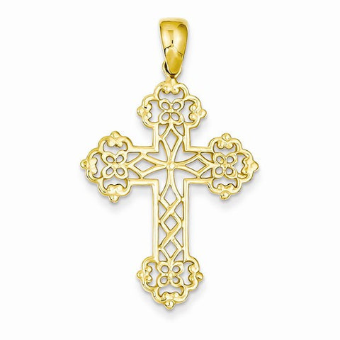 14k Gold Lacey Budded Cross Pendant, Pendants for Necklace