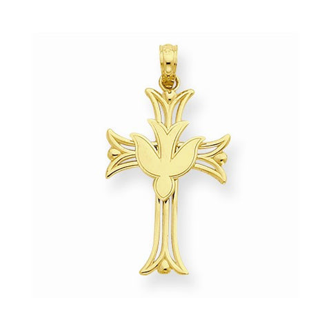 14k Gold Dove on Cross Pendant, Pendants for Necklace