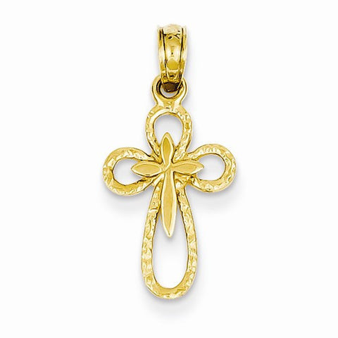 14k Gold Small Cross w/Cut-out Cross Pendant, Pendants for Necklace