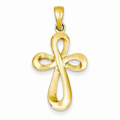 14k Gold Polished & Satin Figure 8 Cross Pendant, Pendants for Necklace